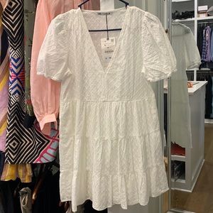 Zara white embroidered eyelet dress small